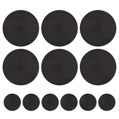 Set Of 6 Round Placemats And Coasters Braided Woven Table Mats Washable Heat Resistant For Dining K 10