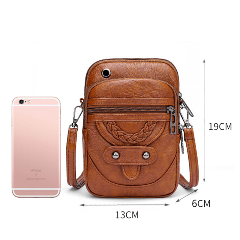 Women Vintage Crossbody Bag MultiFunctional Soft PU Leather Small Shoulder Bag For Phone  Cash 2