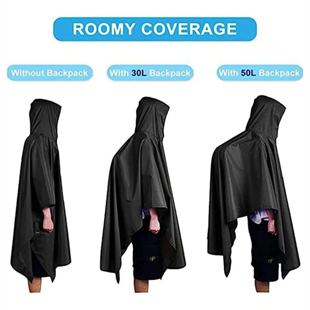 3in1 Military Raincoat Waterproof Hooded Poncho For Camping Hiking  Motorcycle Travel 3