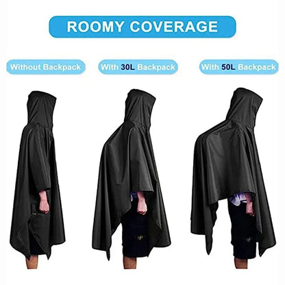 3in1 Military Raincoat Waterproof Hooded Poncho For Camping Hiking  Motorcycle Travel 3