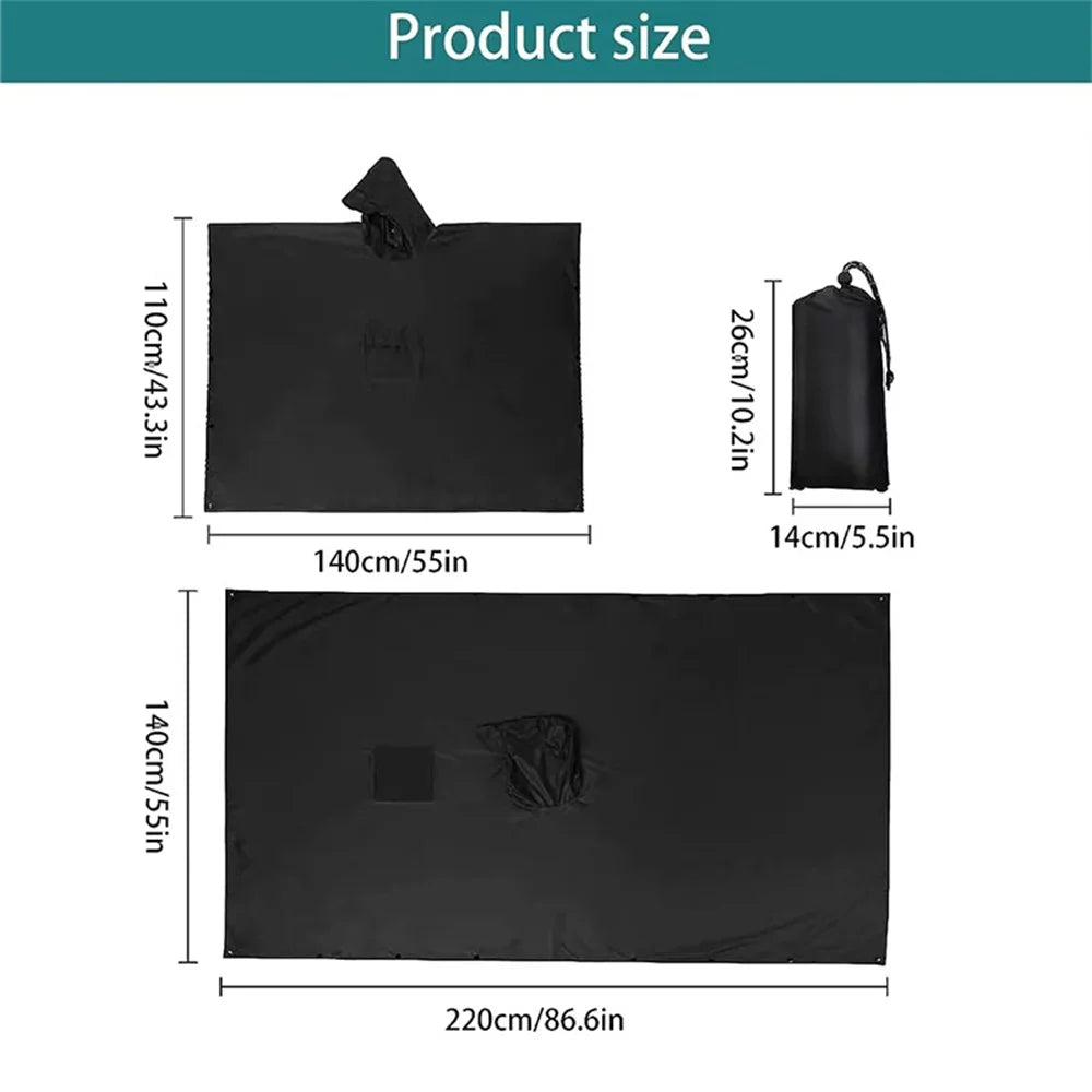 3in1 Military Raincoat Waterproof Hooded Poncho For Camping Hiking  Motorcycle Travel 5