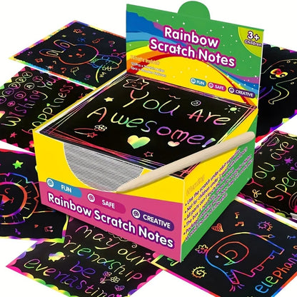 Dazzling Scratch Painting Kit, Parent-Child Interactive Toys with Note Cards & Handmade Painting Fun