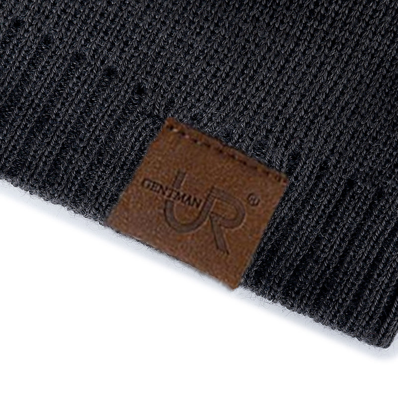 Label Winter Hat  Solid Color Knitted Beanie For Outdoor Sports  Cold Weather 3