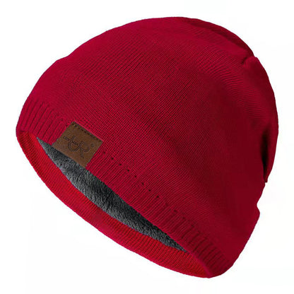 Label Winter Hat  Solid Color Knitted Beanie For Outdoor Sports  Cold Weather 7