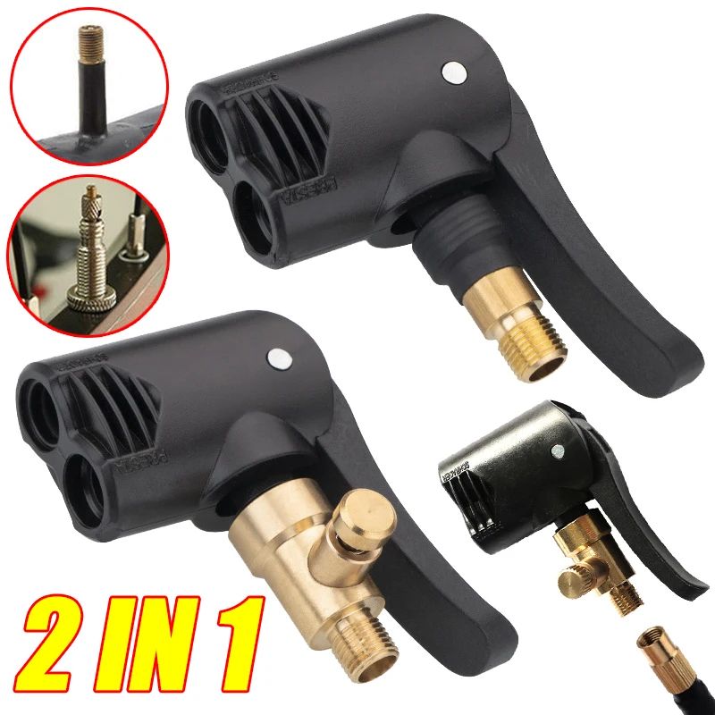 Dual Purpose Bicycle Pump Adapter, High-Pressure Hose Nozzle for Motorbike, Inflatable Pump Valve Connector, Auto & Bike
