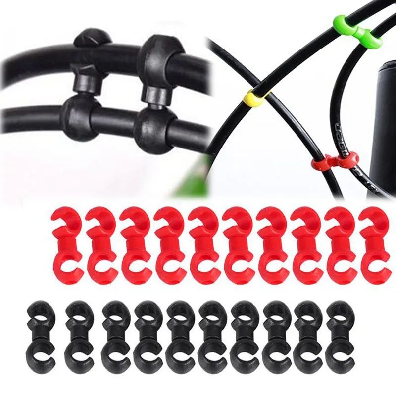 Rotatable S Buckle Bike Brake/Derailleur Shift Clips, MTB Cable Line Tube Ring Clasp