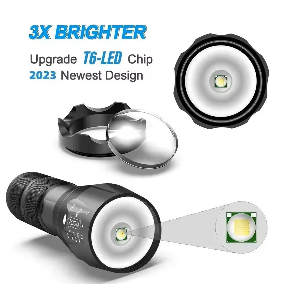High Power T6 LED Flashlight With Zoom And Waterproof Aluminum Body 2