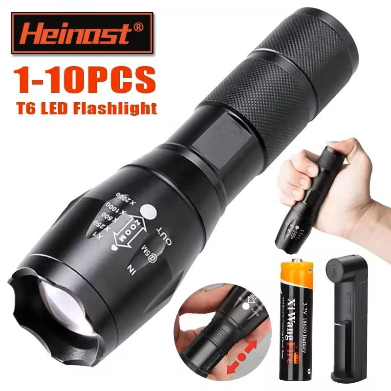 High Power T6 LED Flashlight With Zoom And Waterproof Aluminum Body