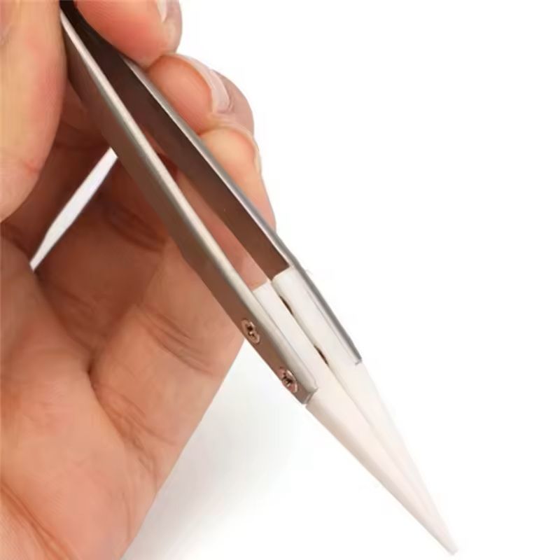 Ceramic Tipped Stainless Steel Tweezers For Heat Resistant Soldering Work 3
