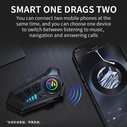 Wireless Motorbike Bluetooth Headset  HandsFree Helmet Earphone With 2000mAh Battery  Waterproof De 3