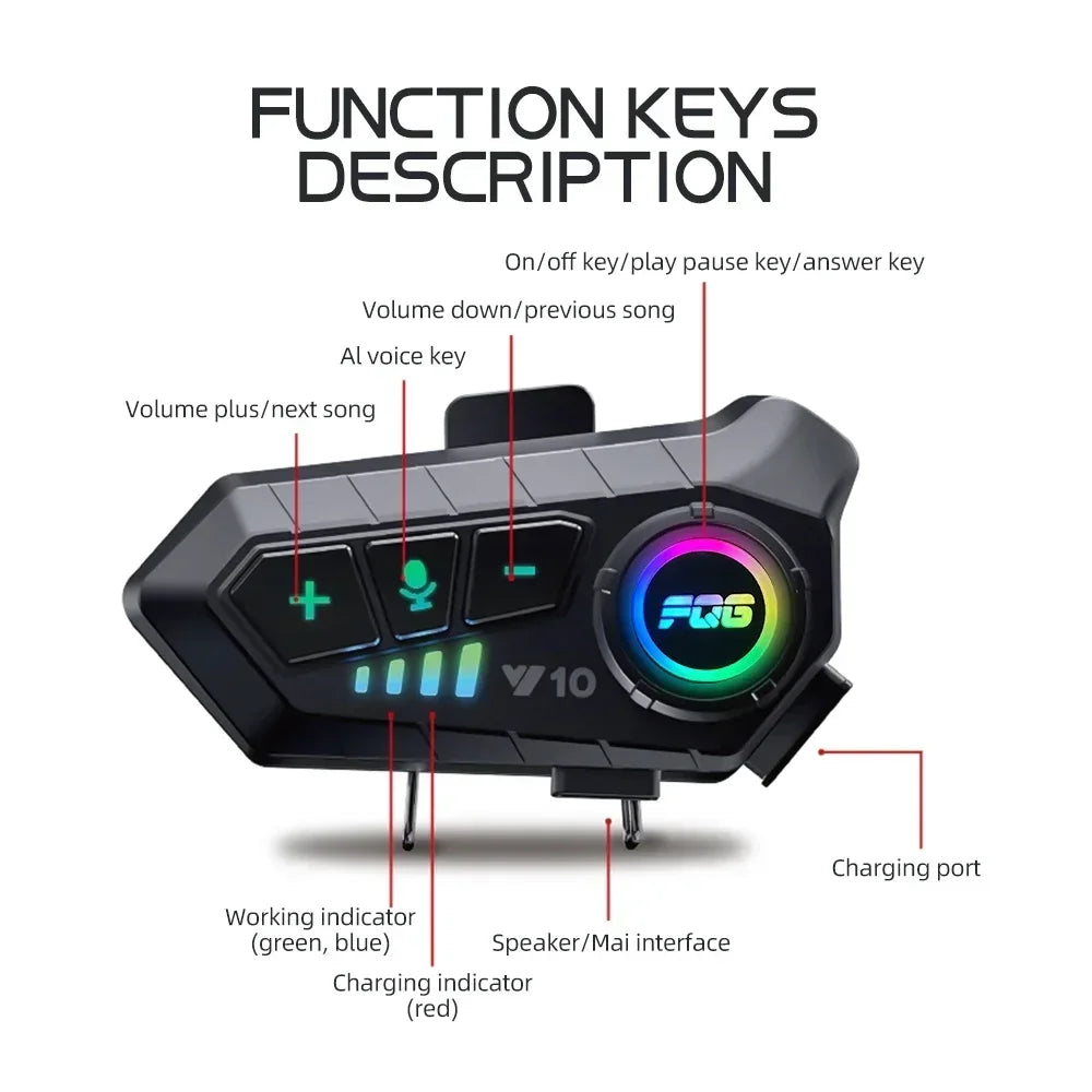 Wireless Motorbike Bluetooth Headset  HandsFree Helmet Earphone With 2000mAh Battery  Waterproof De 6