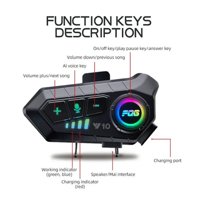Wireless Motorbike Bluetooth Headset  HandsFree Helmet Earphone With 2000mAh Battery  Waterproof De 6