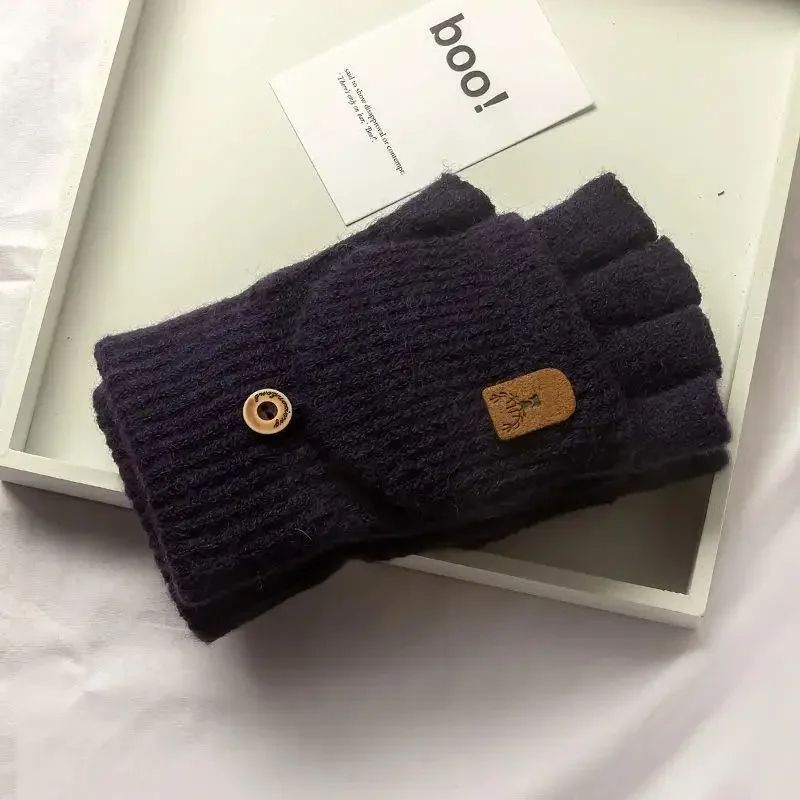 Winter Warm Knitted Fingerless Gloves For Men  Women Thicken Touch Screen Half Finger Gloves Cozy S