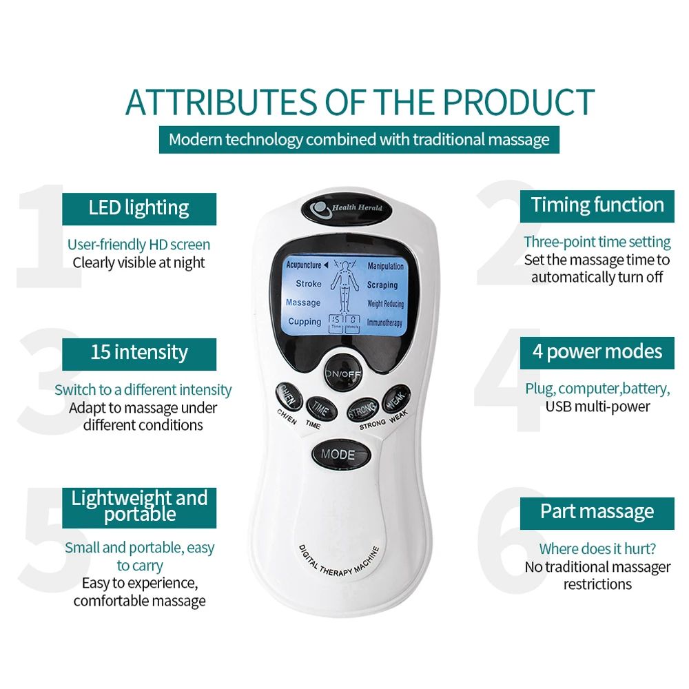 EMS Pulse Massager  Electric Muscle Stimulator TENS Neck  Back Pain Relief Instrument 1
