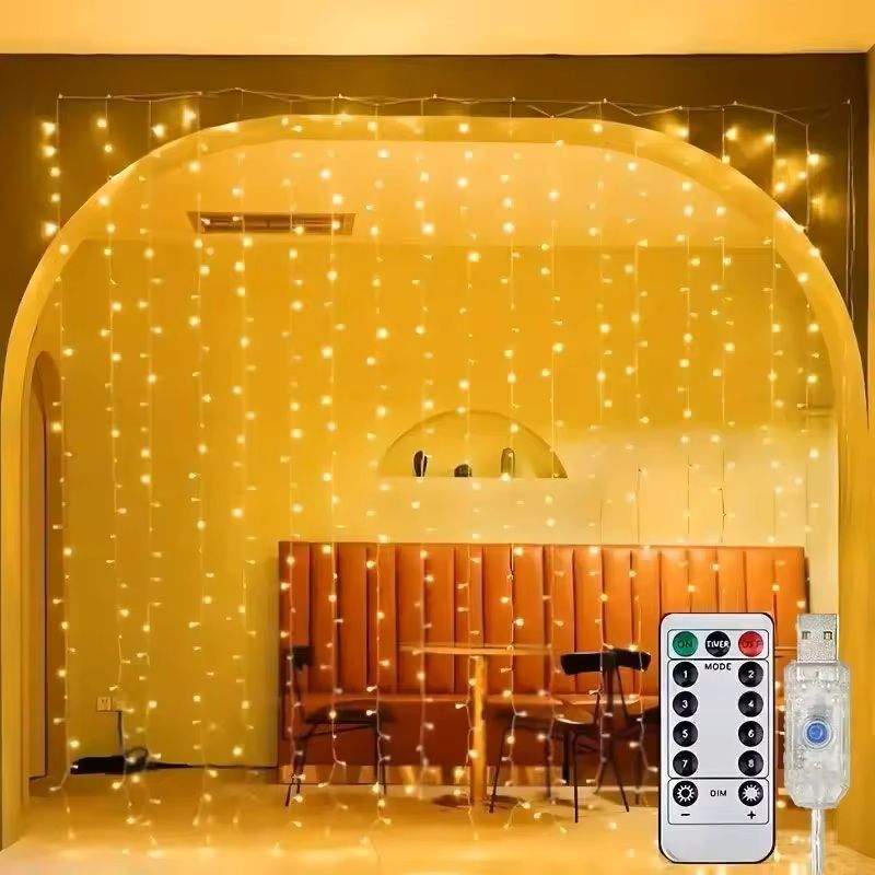 USB Curtain LED String Lights With Remote For Bedroom And Holiday Decoration