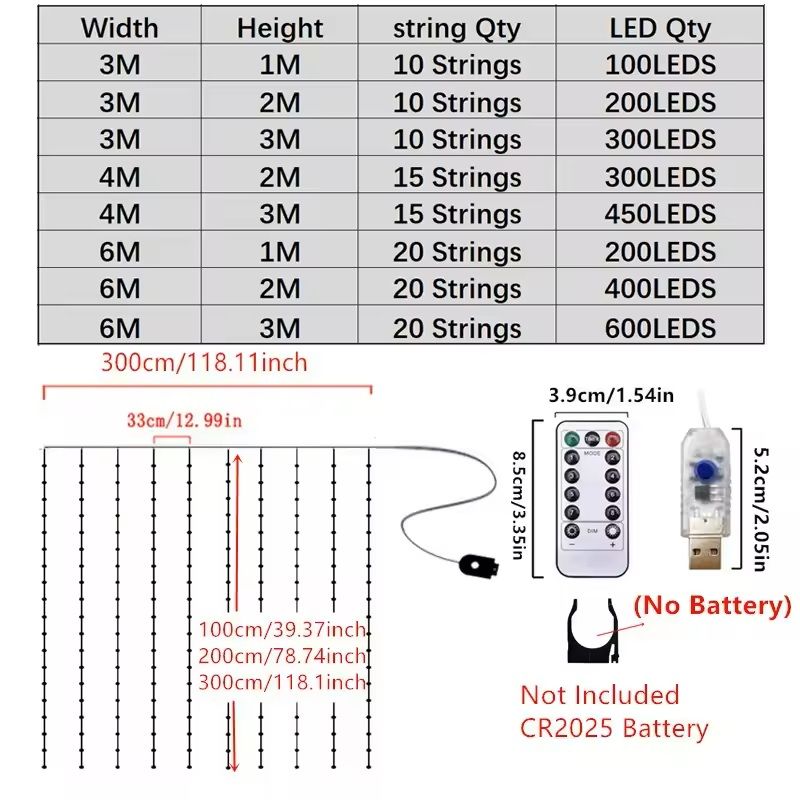 USB Curtain LED String Lights With Remote For Bedroom And Holiday Decoration 4
