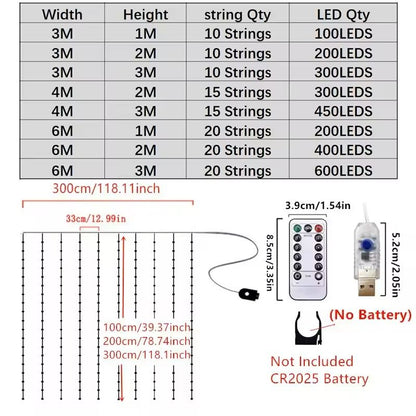 USB Curtain LED String Lights With Remote For Bedroom And Holiday Decoration 4