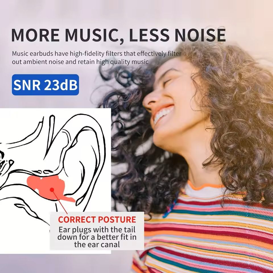 High Fidelity Ear Plugs For Concerts With Noise Reduction And Carrying Case 2