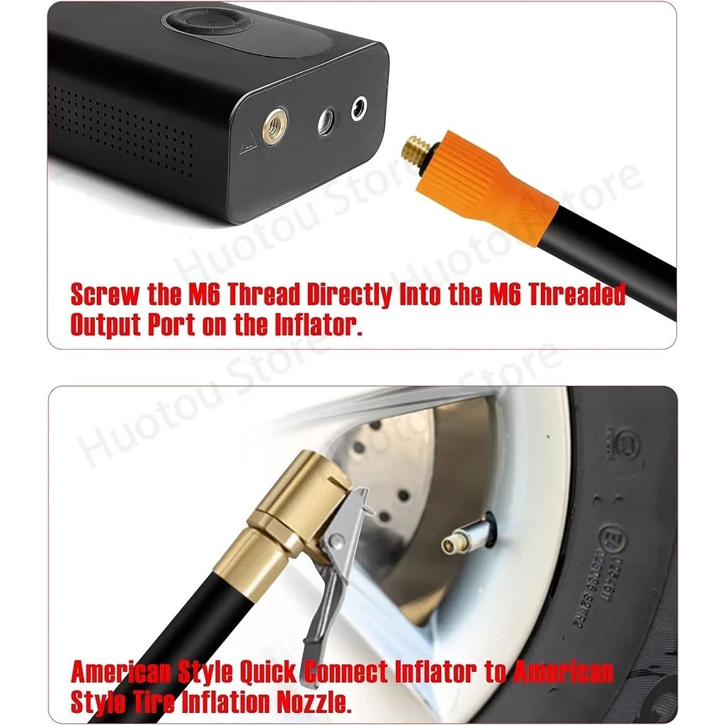 HeavyDuty M6 Thread Air Chuck With HeatResistant Hose Compatible With Integrated Air Pumps For Tire 3