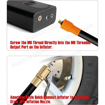 HeavyDuty M6 Thread Air Chuck With HeatResistant Hose Compatible With Integrated Air Pumps For Tire 3