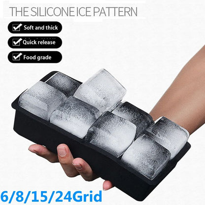 Large Silicone Ice Cube Mold Grid Big Ice Tray for Giant Jumbo Cubes, Food Grade, Non-Stick & Freezer Safe DIY Ice Maker
