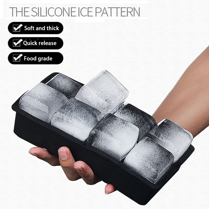 Large Silicone Ice Cube Mold Grid Big Ice Tray For Giant Jumbo Cubes Food Grade NonStick  Freezer S 2