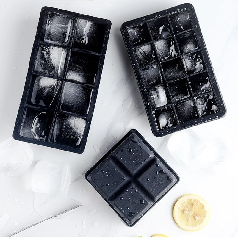 Large Silicone Ice Cube Mold Grid Big Ice Tray For Giant Jumbo Cubes Food Grade NonStick  Freezer S 5