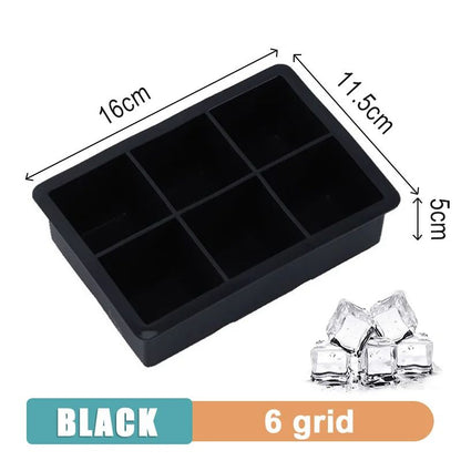 Large Silicone Ice Cube Mold Grid Big Ice Tray For Giant Jumbo Cubes Food Grade NonStick  Freezer S 6
