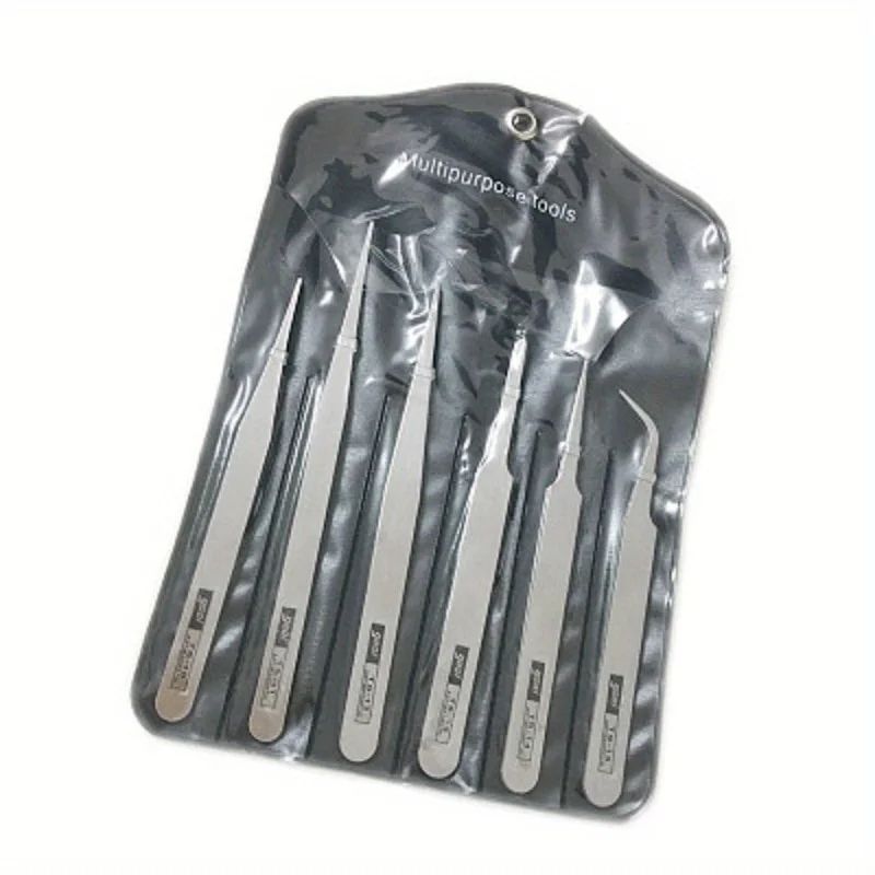 Stainless Steel Tweezers Set  Industrial Precision Repair Tools With Bent  Straight Tips For Electr 1