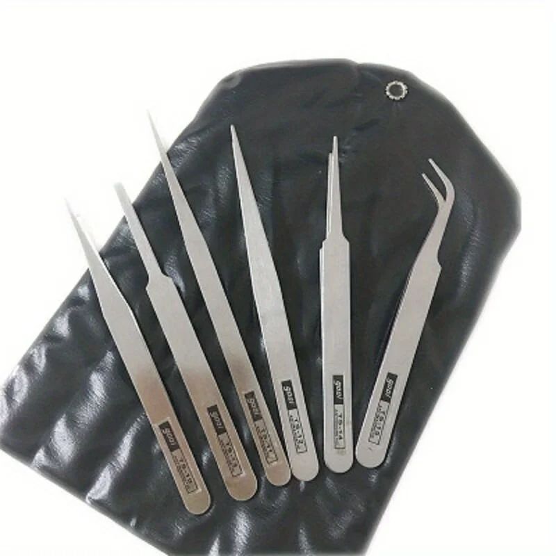 Stainless Steel Tweezers Set  Industrial Precision Repair Tools With Bent  Straight Tips For Electr 2