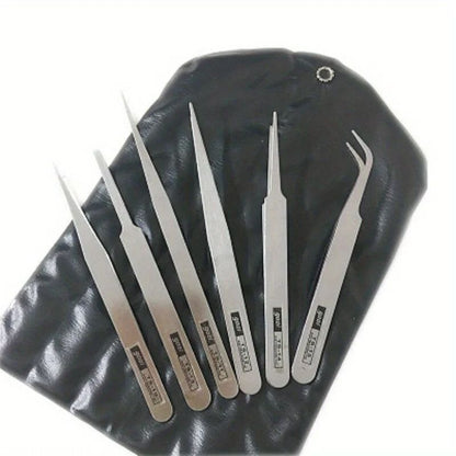 Stainless Steel Tweezers Set  Industrial Precision Repair Tools With Bent  Straight Tips For Electr 2