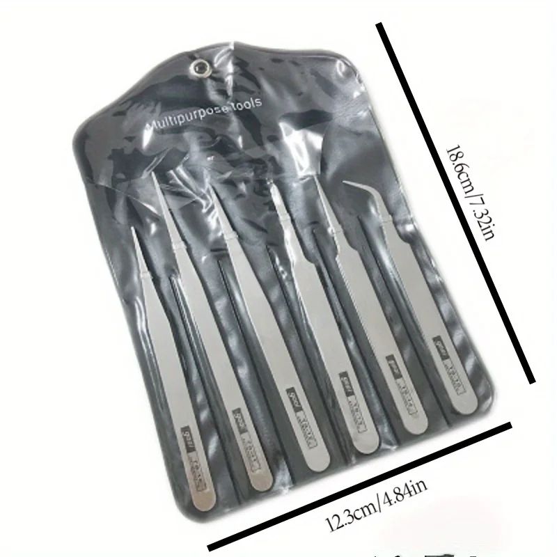 Stainless Steel Tweezers Set  Industrial Precision Repair Tools With Bent  Straight Tips For Electr 3