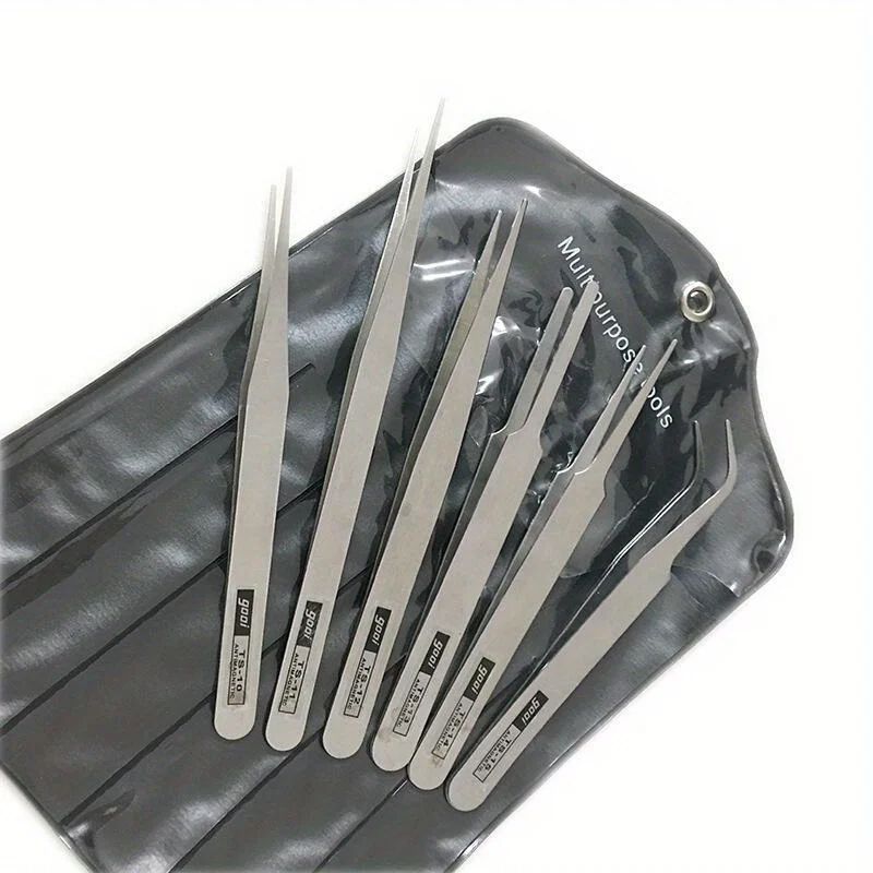 Stainless Steel Tweezers Set  Industrial Precision Repair Tools With Bent  Straight Tips For Electr 4