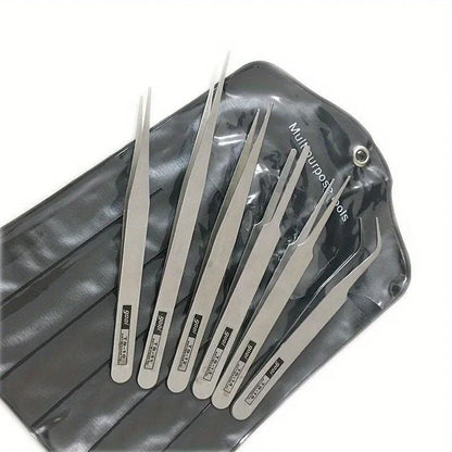 Stainless Steel Tweezers Set  Industrial Precision Repair Tools With Bent  Straight Tips For Electr 4