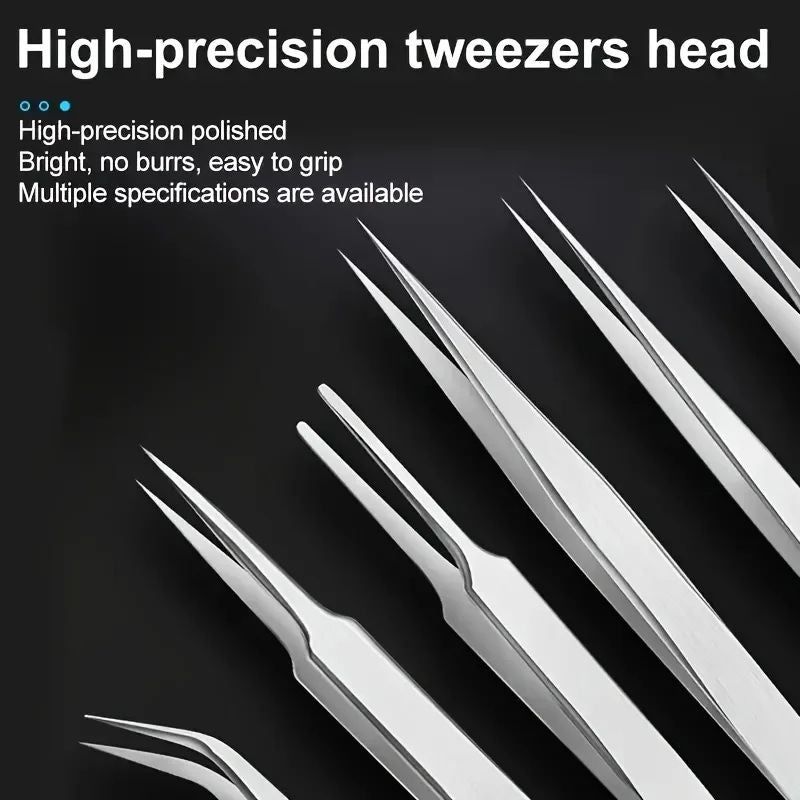 Stainless Steel Tweezers Set  Industrial Precision Repair Tools With Bent  Straight Tips For Electr 5