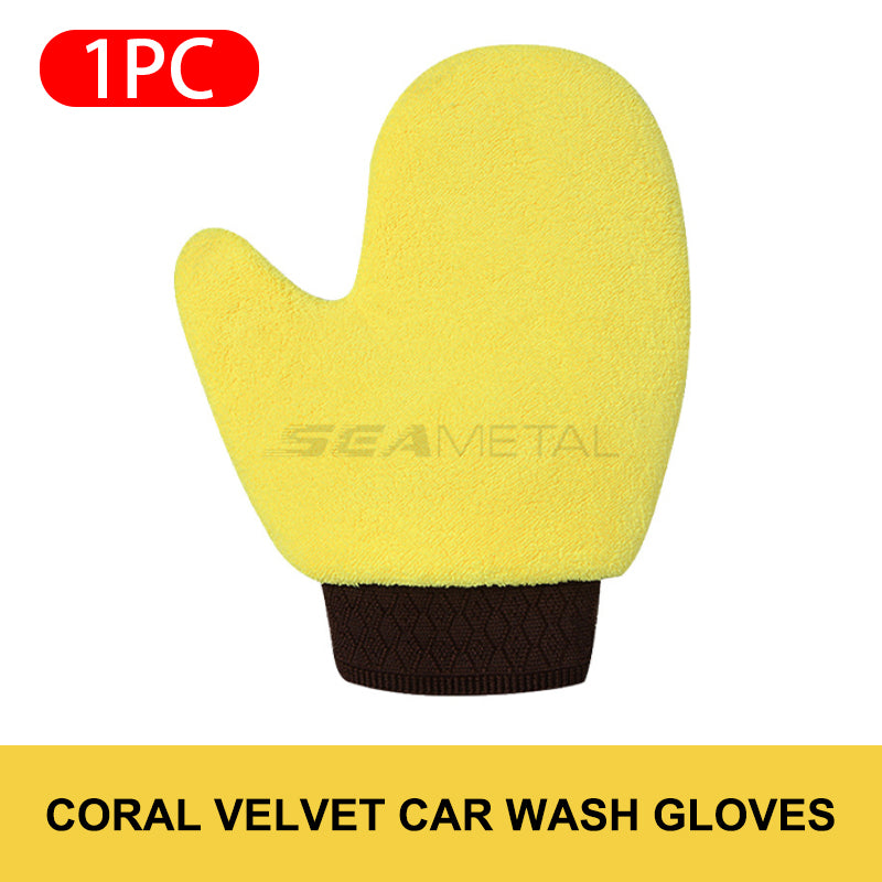 Double-Sided Coral Fleece Car Wash Glove, Scratch-Free Auto Cleaning Mitt for Windows, Paint & Glass Care
