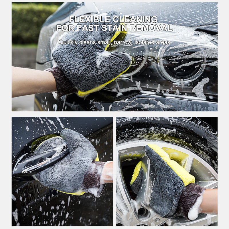 Double-Sided Coral Fleece Car Wash Glove, Scratch-Free Auto Cleaning Mitt for Windows, Paint & Glass Care