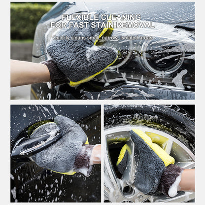 Double-Sided Coral Fleece Car Wash Glove, Scratch-Free Auto Cleaning Mitt for Windows, Paint & Glass Care