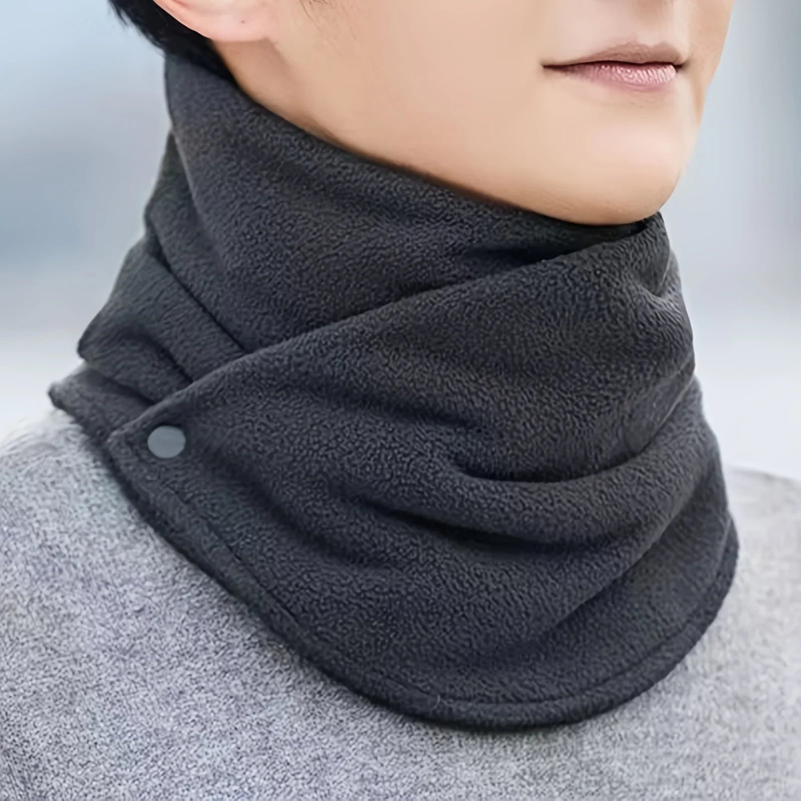 Velvet Warm Neck Scarf, Simple Thick Snap Neck Cover for Women & Men, Windproof Cold Riding Accessory (All-Season)