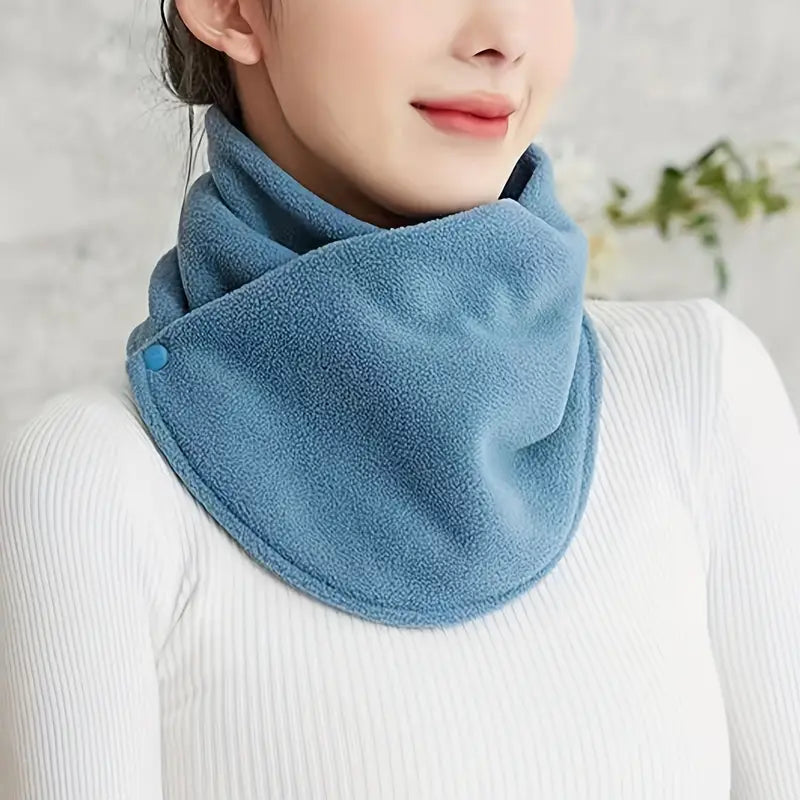 Velvet Warm Neck Scarf Simple Thick Snap Neck Cover For Women  Men Windproof Cold Riding Accessory  1