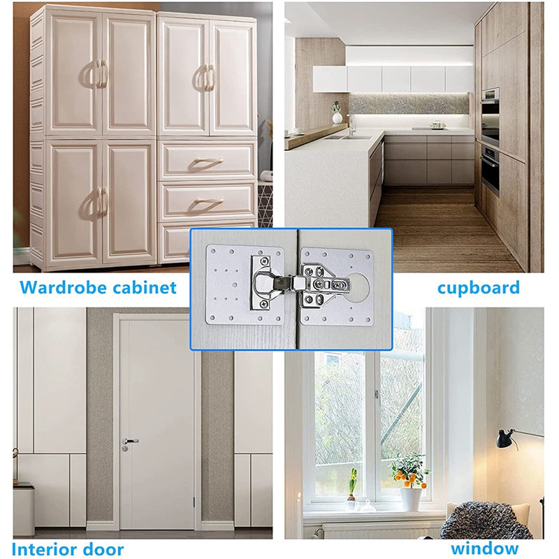 Kitchen Cabinet Hinge Repair Plate Kit Durable Fixing Brace Brackets With Flat Mounting Holes For C 3