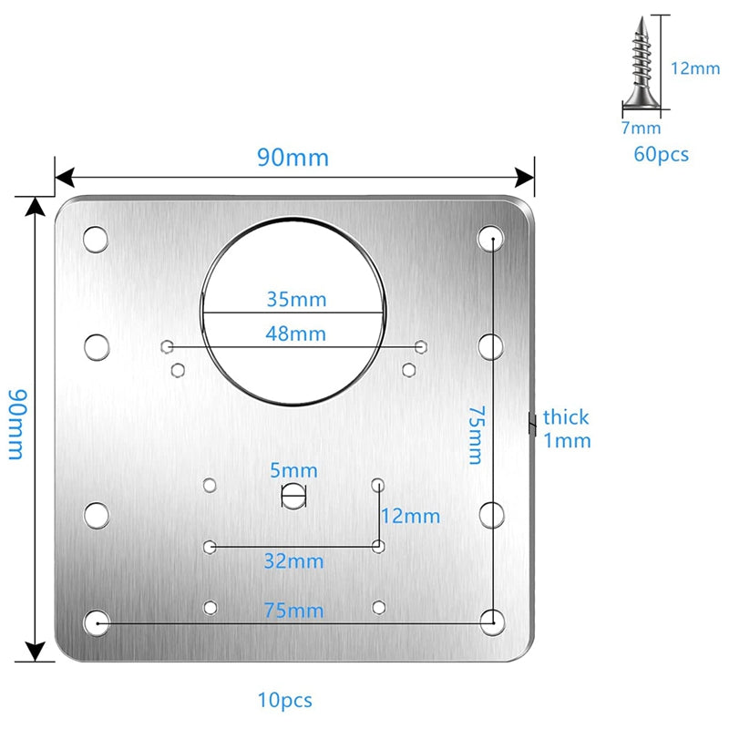 Kitchen Cabinet Hinge Repair Plate Kit Durable Fixing Brace Brackets With Flat Mounting Holes For C 5