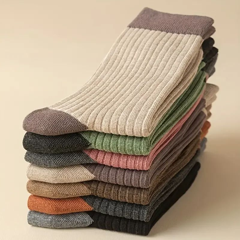 Cozy Patchwork Crew Socks Set, Soft Breathable Mid Tube Socks for Ultimate Comfort in Fall & Winter