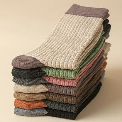 Cozy Patchwork Crew Socks Set, Soft Breathable Mid Tube Socks for Ultimate Comfort in Fall & Winter