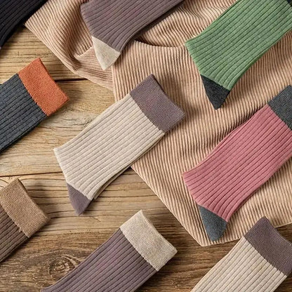 Cozy Patchwork Crew Socks Set Soft Breathable Mid Tube Socks For Ultimate Comfort In Fall  Winter 4