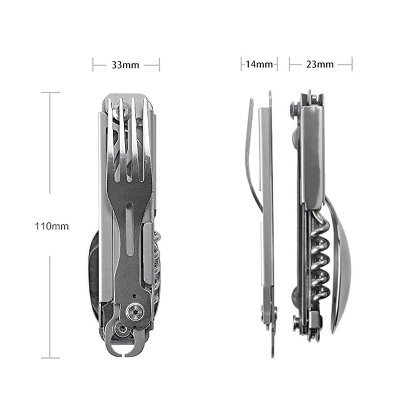 Foldable Camping Cutlery Outdoor Tableware Multi Function Knife Fork Spoon  Bottle Opener 4