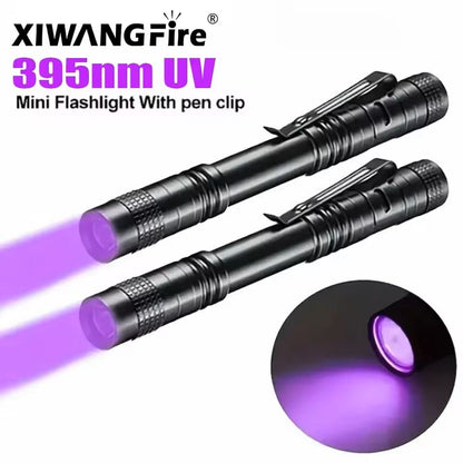 Portable UV Flashlight With Pen Clip For Stain Detection And Night Visibility