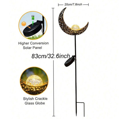 Moonlight Fairy Solar Garden Lights  Crackle Glass LED Stake For Magical Outdoor Decor 2