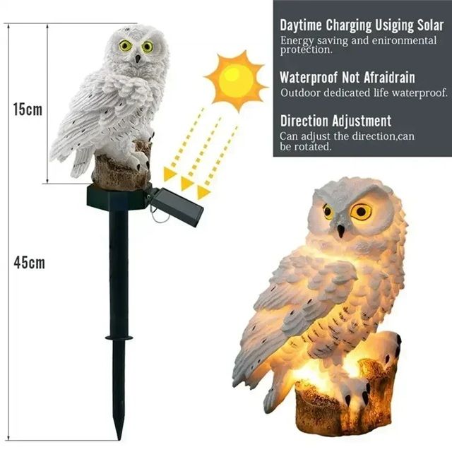 NightGuardian Solar Owl Garden Light  Waterproof Outdoor Decor With LED Glow 4