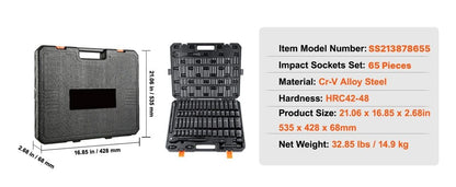 TorqueMaster 12 Drive Impact Socket Set  HeavyDuty 6Point CrV Steel For Auto Repair 2
